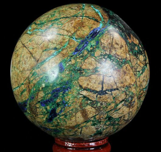 Polished Azurite, Chrysocolla & Malachite Sphere - Peru #65065